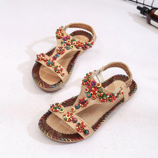 Damen modische Sandalen mit bunten Blumenapplikationen R&B
