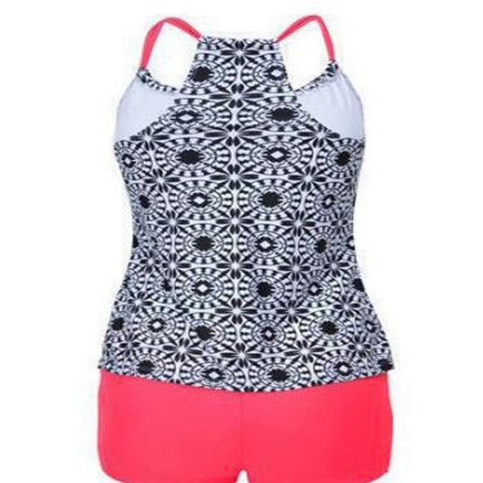 Damen Sport-Tankini mit modischem Mustermix und komfortablen Badeshorts R&B