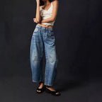 Damen Weite Denim-Hose im lässigen Schnitt