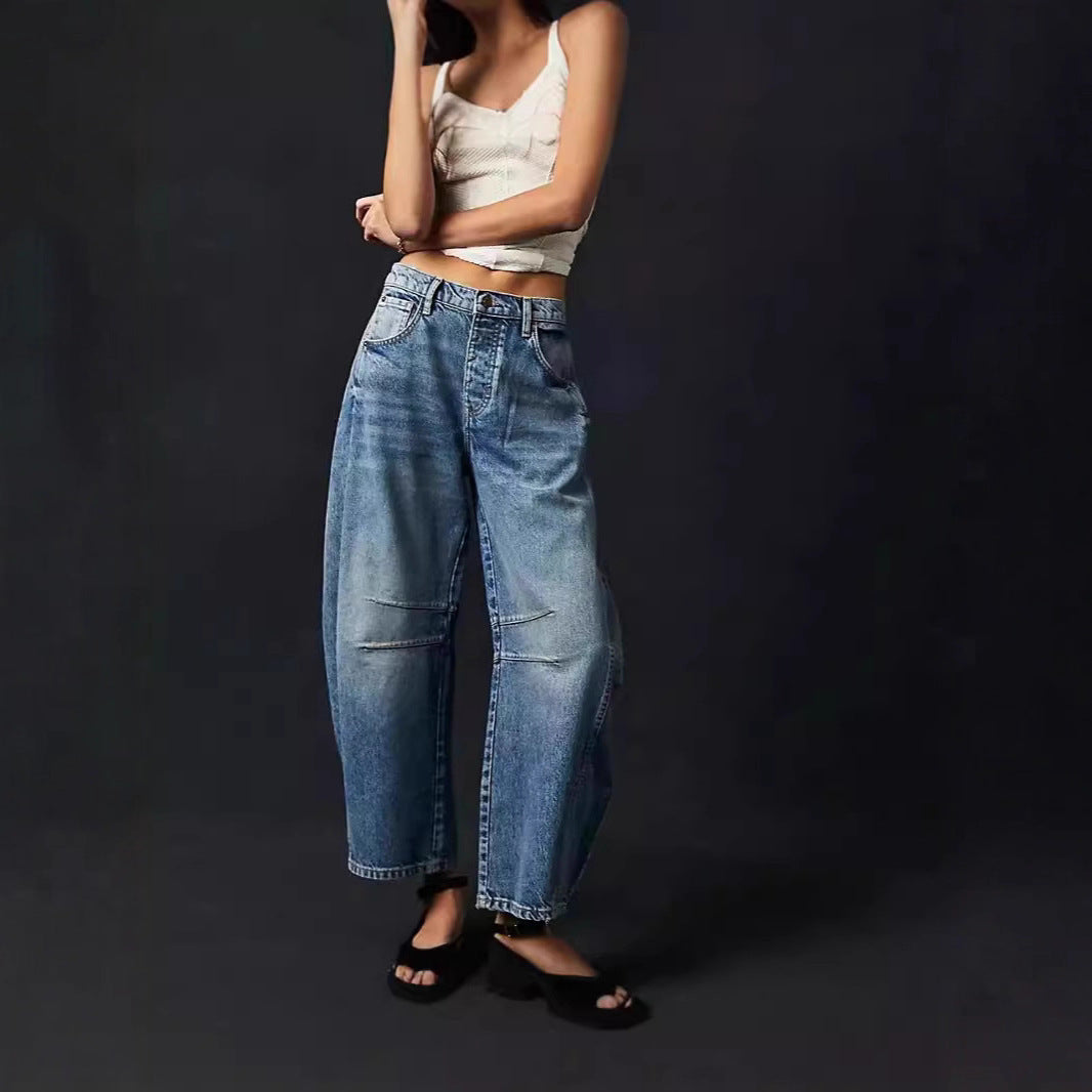 Damen Weite Denim-Hose im lässigen Schnitt