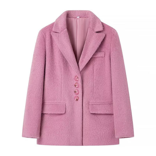 Damen elegante Veloursjacke mit klassische Knopfdetails R&B