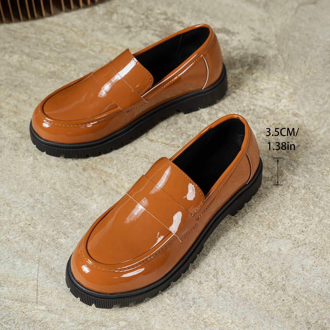 Damen Modische Loafers mit glänzender Oberflächenstruktur R&B
