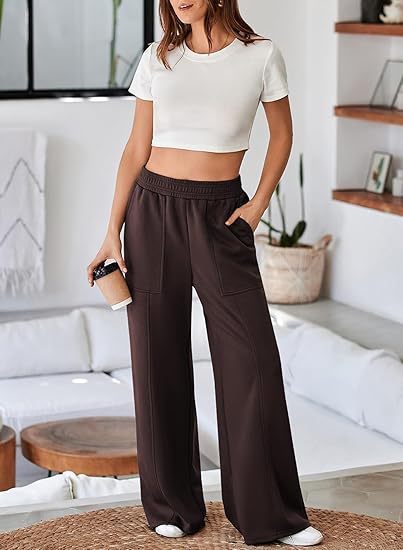 Damen Bequeme und stilvolle Freizeit-Hosen mit elastischem Bund und praktischen Taschen R&B