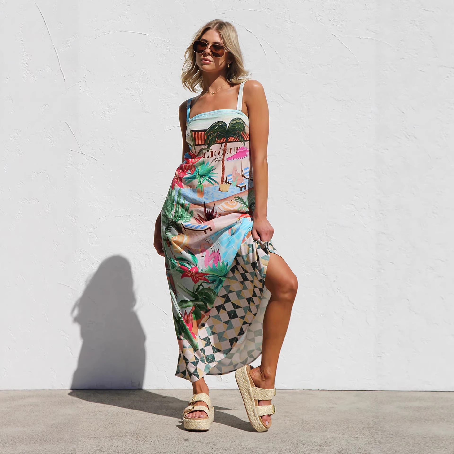 Damen Sommerliches Maxikleid mit buntem Print und luftiger Passform