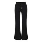 Damen Flared Jeans mit hohem Bund und dekorativen Knöpfen