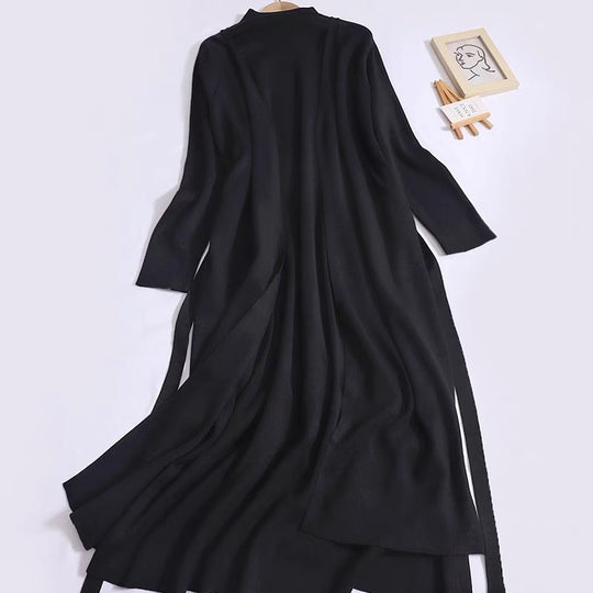 Damen eleganter Longmantel mit asymmetrischem Schnitt und hohem Kragen R&B