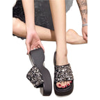 Damen Plateau-Sandalen mit glitzerndem Riemendesign R&B