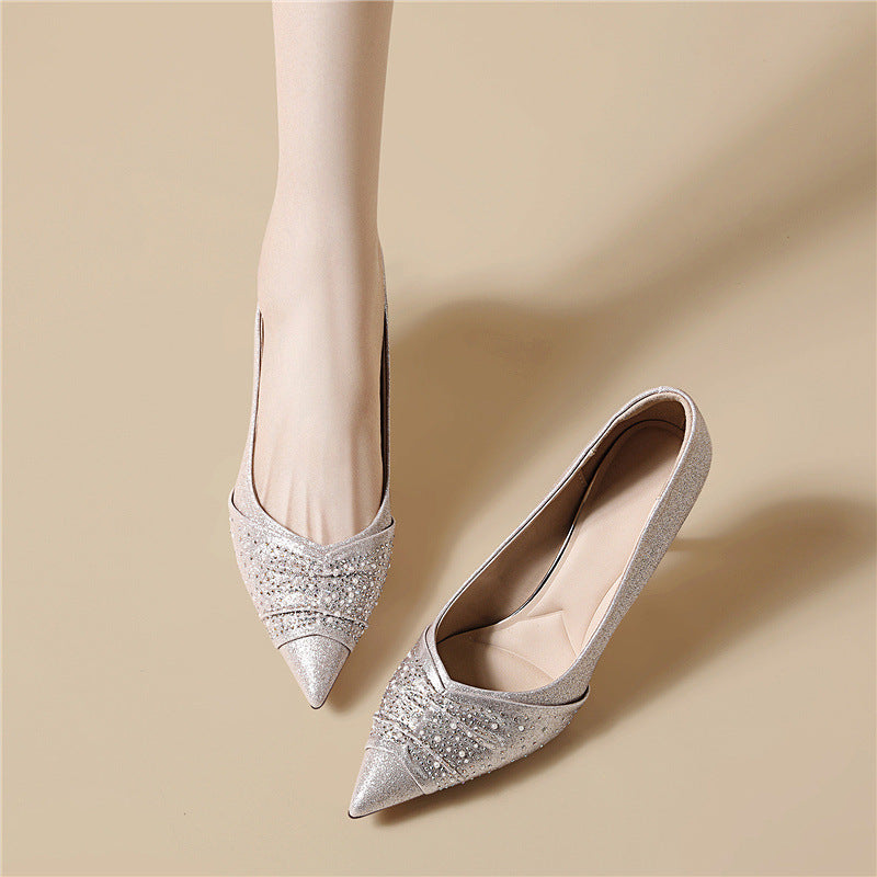 Damen Elegante und funkelnde Pumps mit spitzem Absatz R&B