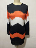 Damen nan Longsleeve-Strickkleid mit Chevron-Muster, geradem Saum und körperumspielender Passform R&B