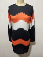 Damen nan Longsleeve-Strickkleid mit Chevron-Muster, geradem Saum und körperumspielender Passform R&B