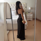 Damen Elegantes Cocktailkleid mit Spitzenoberteil und fließendem Rock R&B