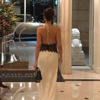 Damen Abendkleid mit Spitze und elegantem tiefem Ausschnitt R&B