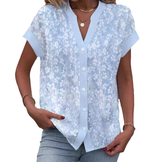 Damen Blusentop mit floralem Muster und kurzen Ärmeln Heidi-Mode