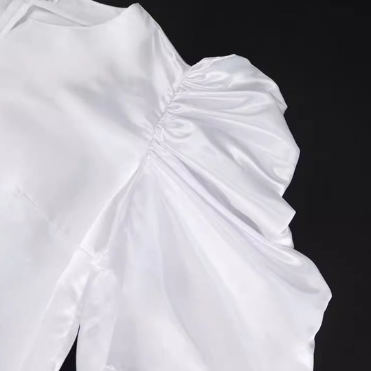 Damen Elegantes Jumpsuit mit voluminösen Puffärmeln und schickem Taillierungsdetail R&B