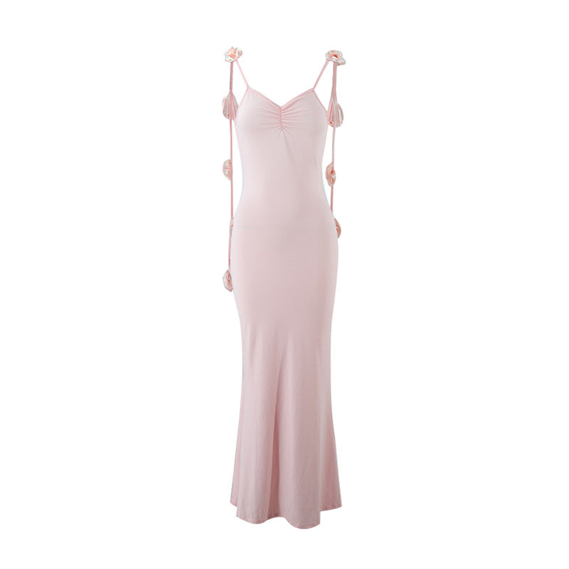 Damen Elegantes Maxikleid mit einzigartigen Rüschenträgern R&B