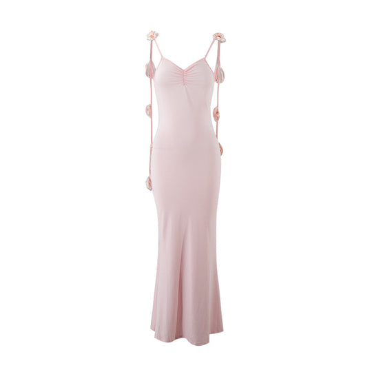 Damen Elegantes Maxikleid mit einzigartigen Rüschenträgern R&B