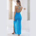 Damen Maxikleid mit raffiniertem V-Ausschnitt und hohem Schlitz R&B