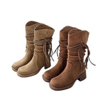 Damen Overknee-Stiefel mit dekorativen Knoten und weichem Wildleder R&B