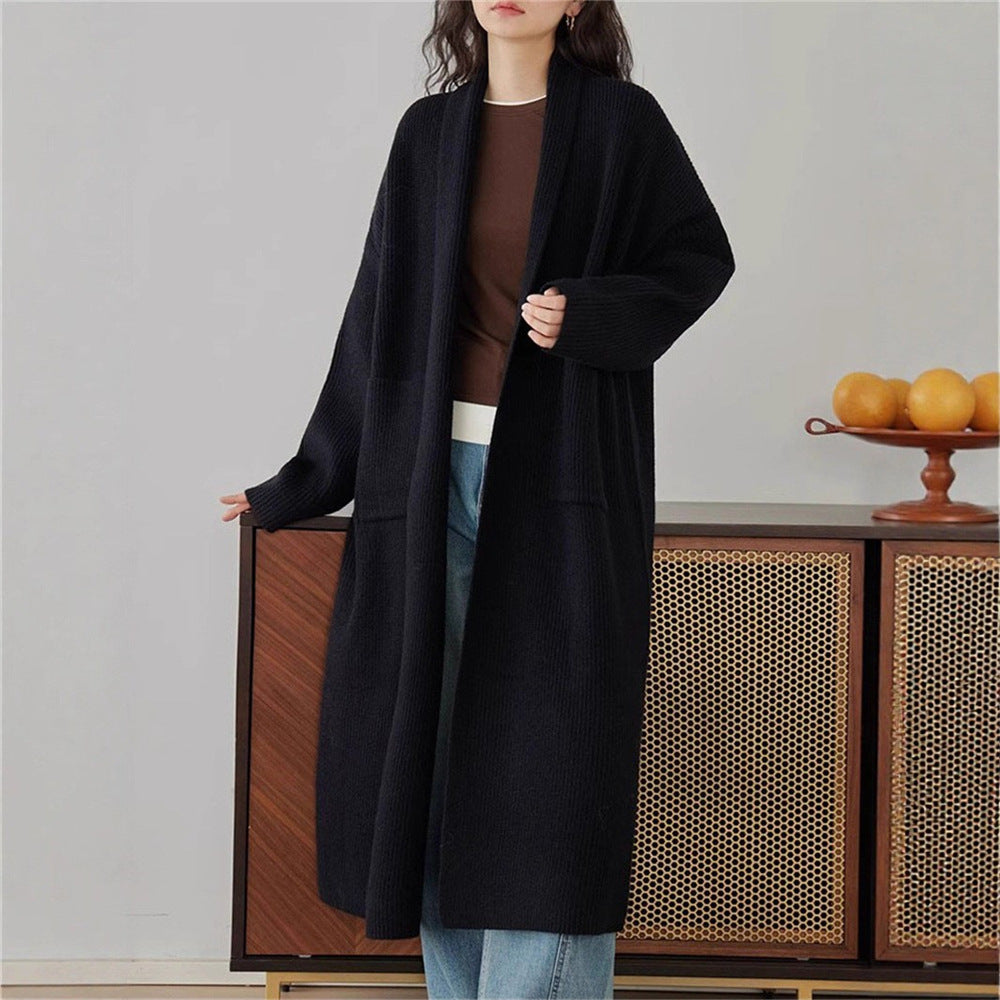 Damen Grob gestrickter Cardigan mit offenen Seiten und praktischen Taschen R&B