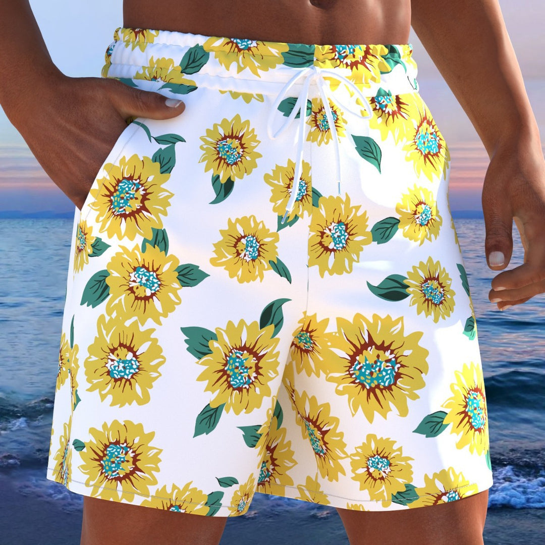 Herren Badeshorts mit modernem Streifen-Design und elastischem Bund R&B