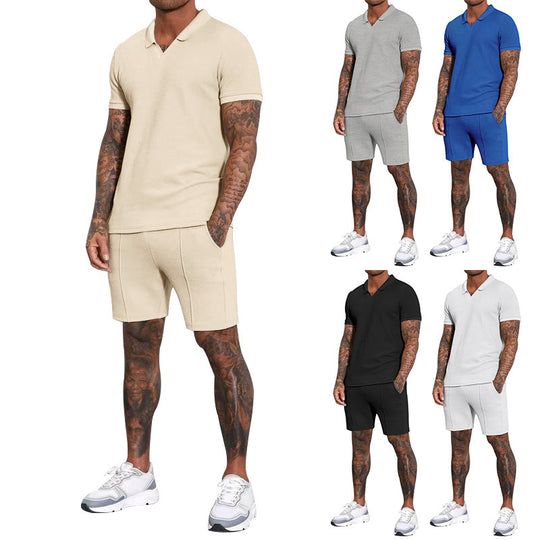 Herren Kurzarm Polohemd mit sportlichem Schnitt und Bundshorts R&B