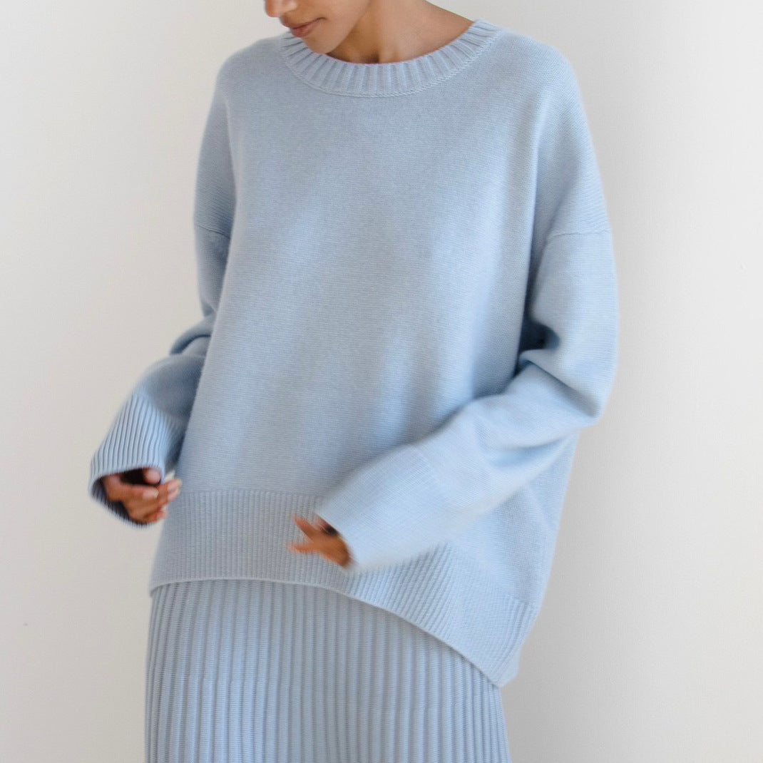 Damen Oversized Pullover mit feinem Strickmuster und breiten Bündchen R&B