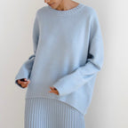 Damen Oversized Pullover mit feinem Strickmuster und breiten Bündchen