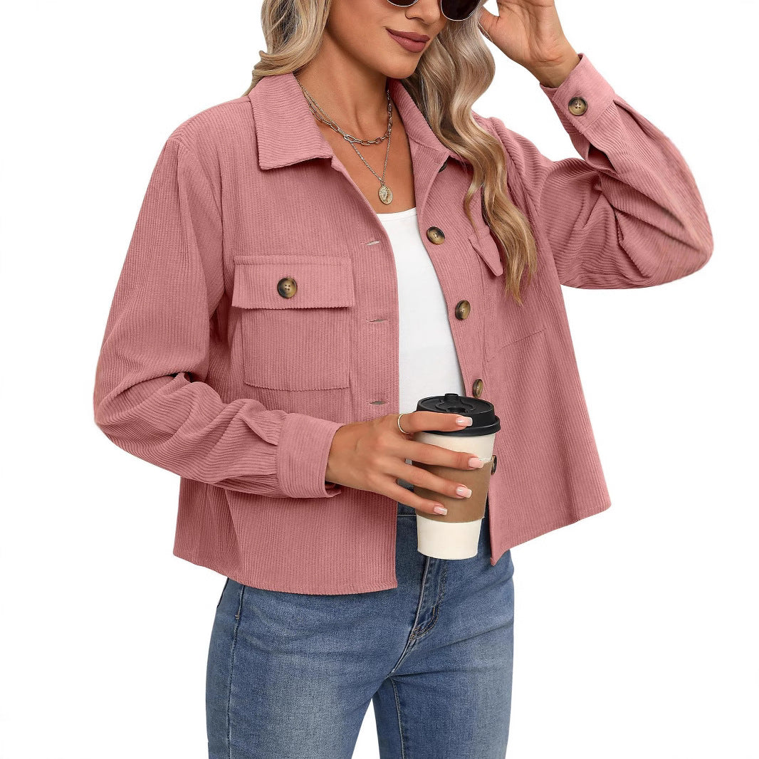 Damen Cordjacke mit zwei Brusttaschen R&B