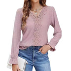 Damen elegante Bluse mit floralem Design und V-Ausschnitt R&B