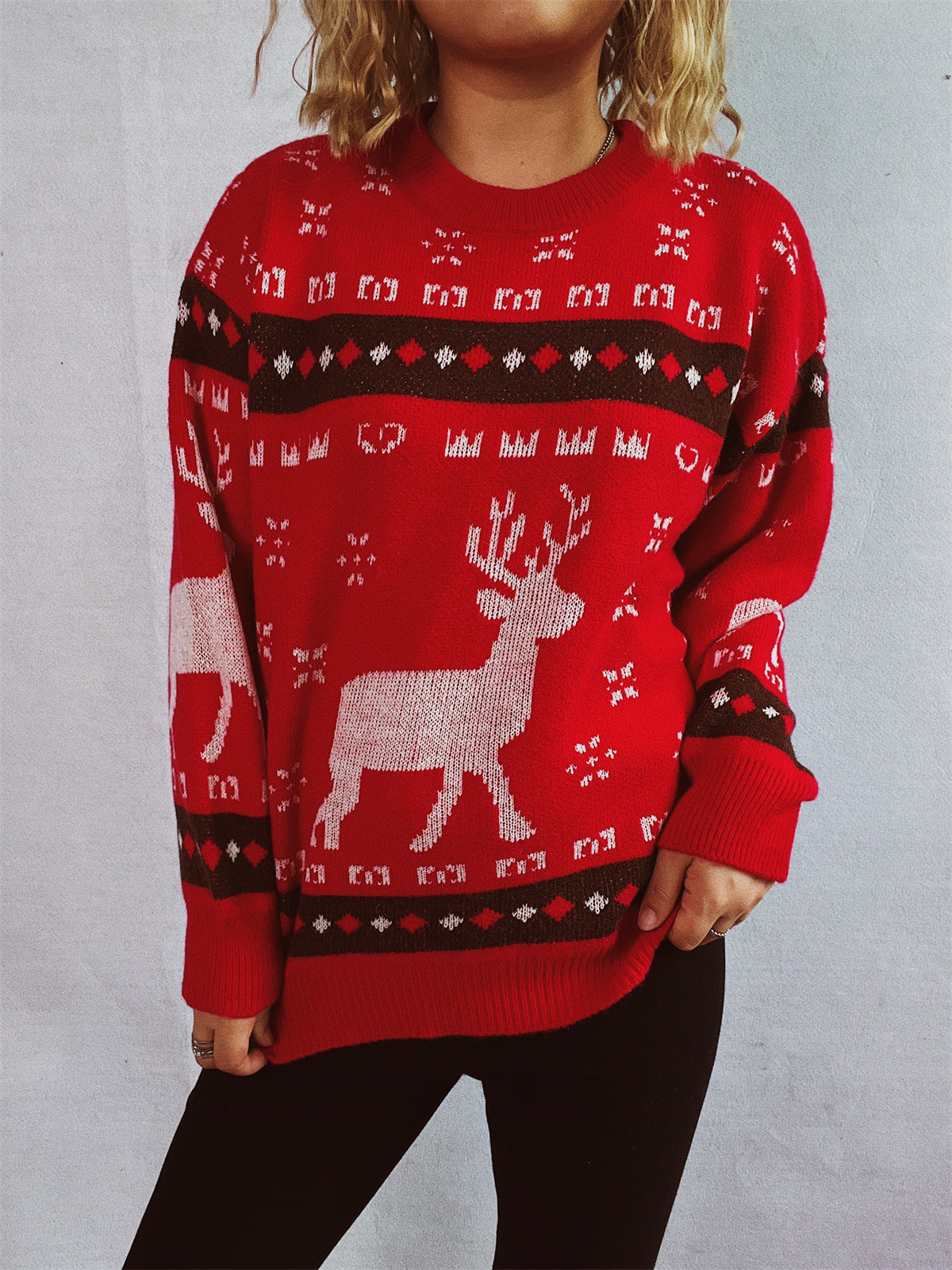 Damen Weihnachtspullover mit festlichem Rentier-Motiv und bequemer Passform R&B