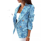 Damen Modischer Blazer mit ZR&Bra-Muster und doppelter Knopfleiste R&B