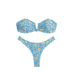 Damen Bandeau-Bikini mit floralem Design und elegantem Verschluss R&B
