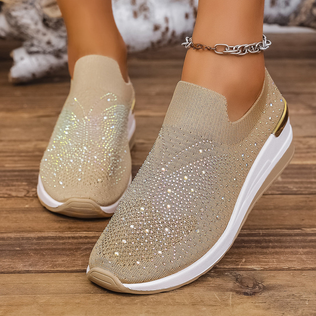 Damen Slip-On Sneakers mit funkelnden Strassdetails R&B