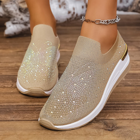 Damen Slip-On Sneakers mit funkelnden Strassdetails R&B