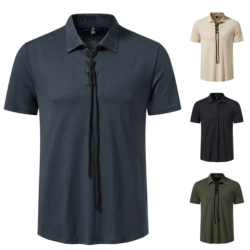 Herren Polo-Shirt mit einzigartigem Schnürdesign