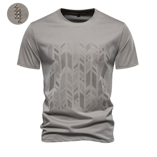 Herren nan Rundhalsshirt aus Baumwollmix mit geometrischer Laserperforation und geradem Schnitt R&B