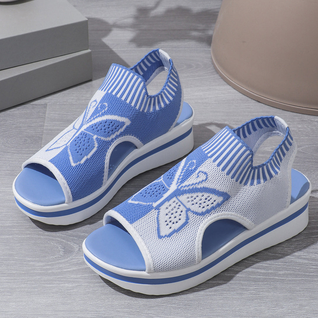 Damen Schnürsandalen mit dekorativem Schmetterlingsdesign und rutschfester Sohle R&B