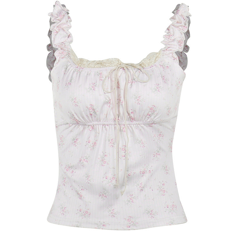 Damen Nachtkleid mit zarter Spitzendekoration und verspielten Rüschenelementen R&B