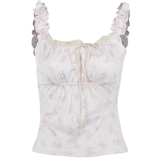 Damen Nachtkleid mit zarter Spitzendekoration und verspielten Rüschenelementen R&B