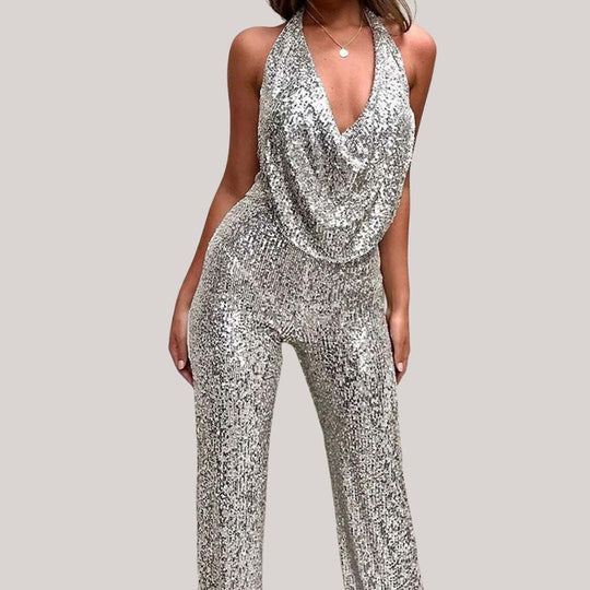 Damen Glamouröser Jumpsuit mit funkelnden Pailletten R&B