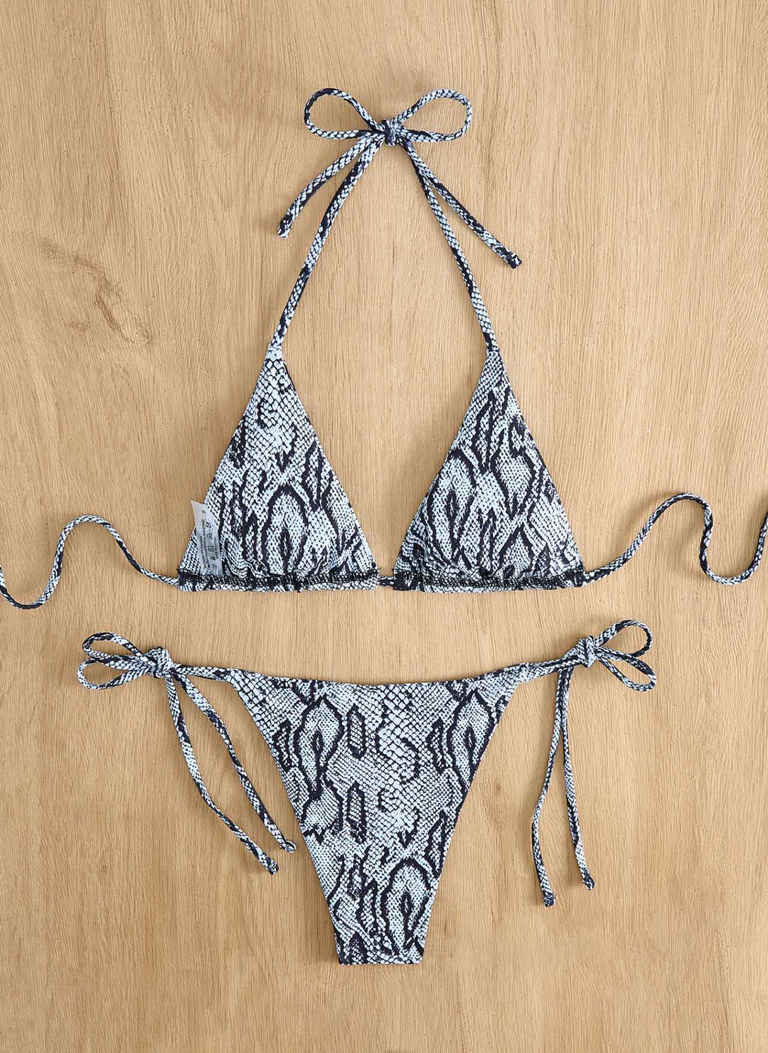 Damen Triangel-Bikini mit Schlangenprint und verstellbaren Trägern R&B