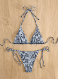 Damen Triangel-Bikini mit Schlangenprint und verstellbaren Trägern R&B