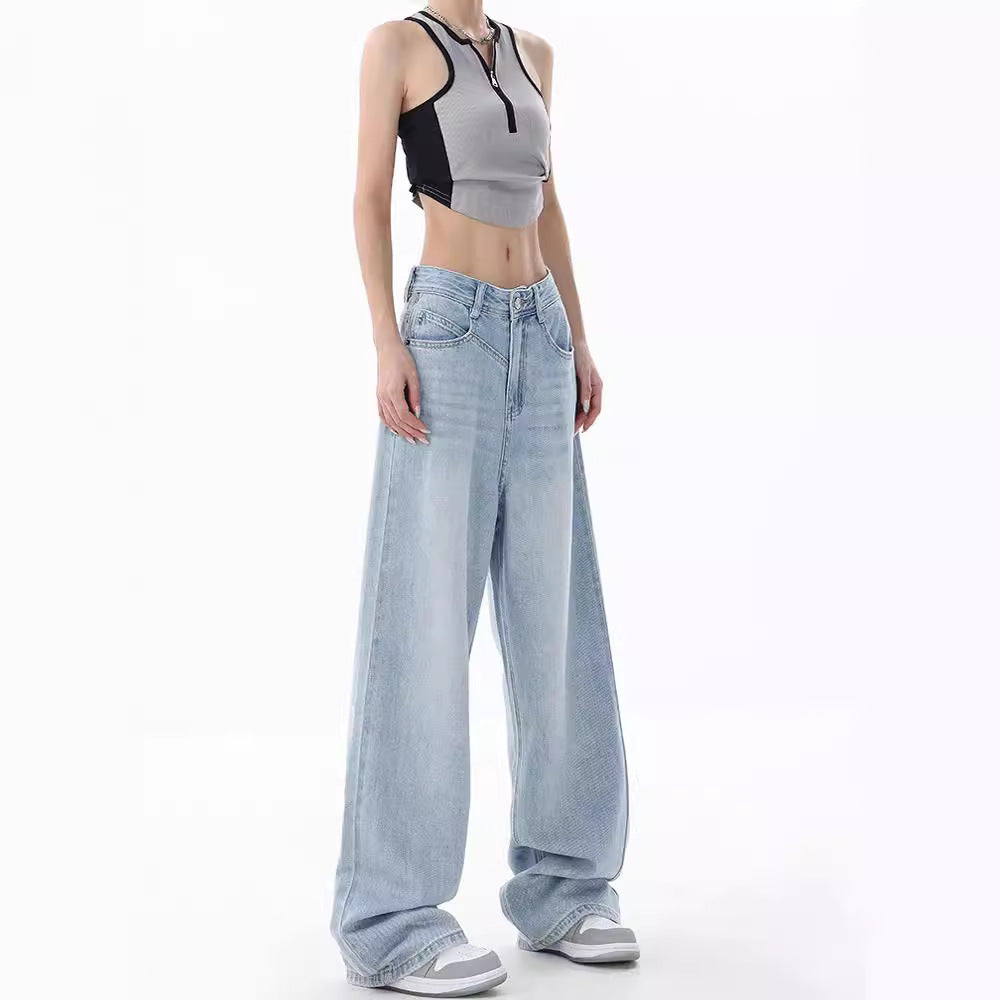 Damen Weite High-Waist Jeans mit lässigem Schnitt und modernem Design R&B