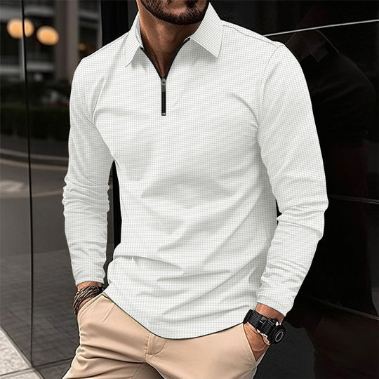Herren Langarmshirt mit modernem Reißverschluss und strukturiertem Design R&B