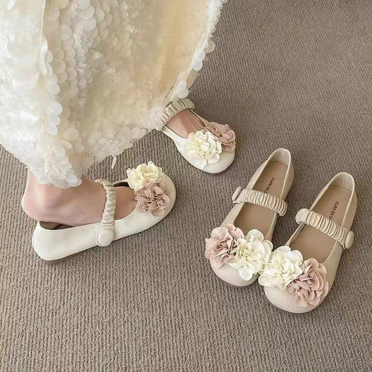 Damen Ballerinas mit floralem Dekor und elastischem Riemen R&B