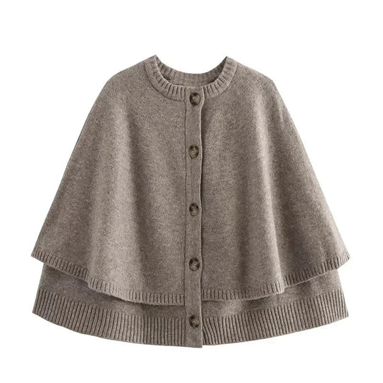 Damen Elegante Strickumhang mit Knopfleiste R&B