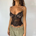 Damen Spitzen-Cami-Top mit verstellbaren Trägern und romantischen Details R&B