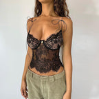 Damen Spitzen-Cami-Top mit verstellbaren Trägern und romantischen Details R&B