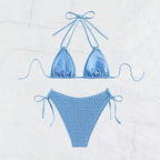 Damen Dreieck-Bikini mit verstellbaren Bindändern und trendy Häkel-Design