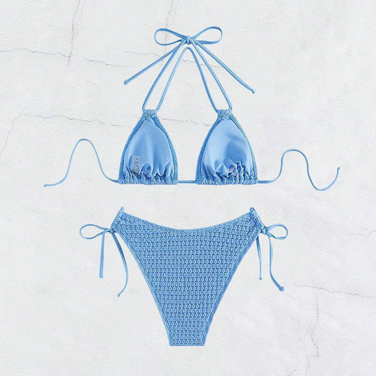 Damen Dreieck-Bikini mit verstellbaren Bindebändern und trendy Häkel-Design R&B